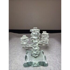 Cactus stacked art glass statue figurine art decor pale green
